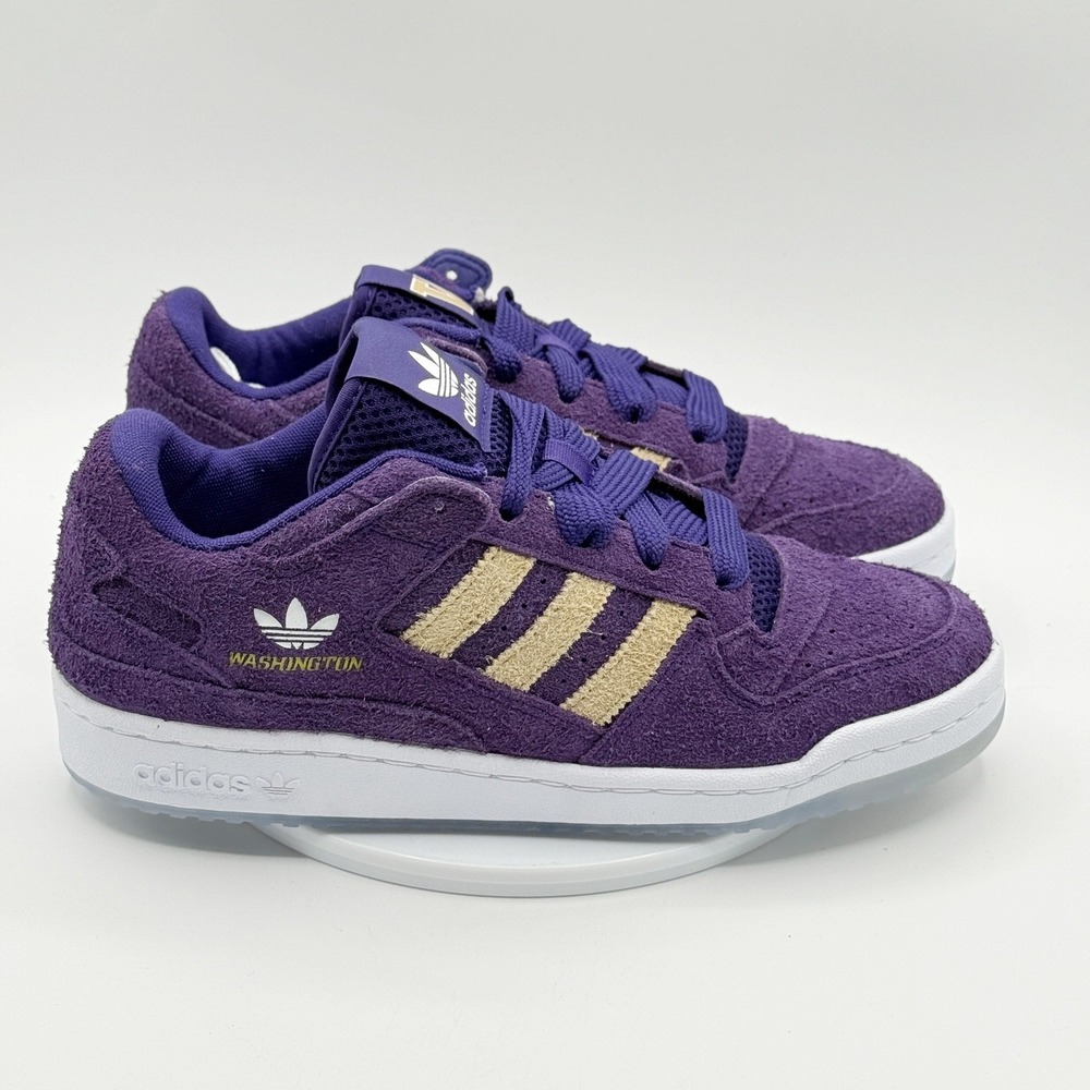 adidas Washington Huskies Forum Low CL Mens 8.5‎ Purple White HQ7474 NEW